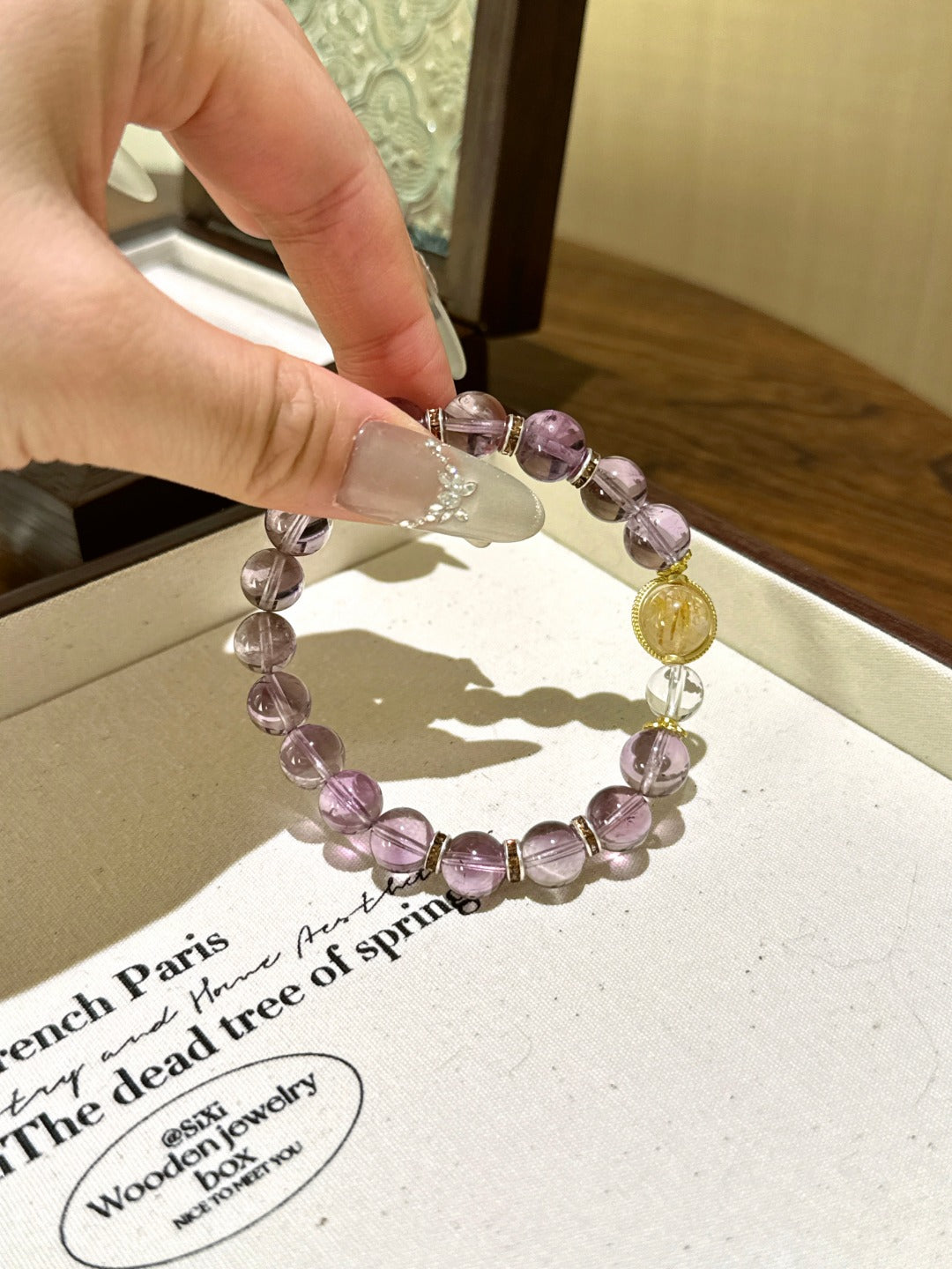 ▫️▪️ Amethyst white crystal blonde crystal bracelet